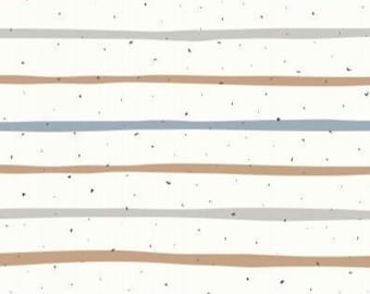 Righe, linee, pois, righe blu, beige, grigio + cotone opzionale, tessuto felpa, jersey, mussola - da 50 cm