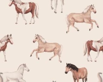 Animals Horses Pony Horse Cream Beige + choice of cotton, sweatshirt fabric, jersey, muslin