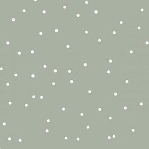 Könnte beinhalten: Nahtloses Muster mit weißen Polka-Punkten auf einem gedämpften salbeigrünen Hintergrund. Die Punkte variieren in Größe und Abstand, wodurch ein verspieltes und organisches Design entsteht. Geeignet für verschiedene Anwendungen.