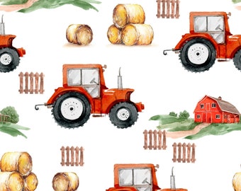 Tractor, farm, car, vehicle + choice of cotton, sweatshirt fabric, jersey, muslin