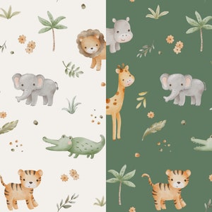 Choice of sweat fabric French terry or jersey cotton jersey exotic animals safari giraffe tiger elephant 2 colors from 50 cm