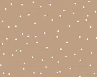 Dots Geometric dotted small white dots on caramel + optionally cotton, sweat, jersey, muslin