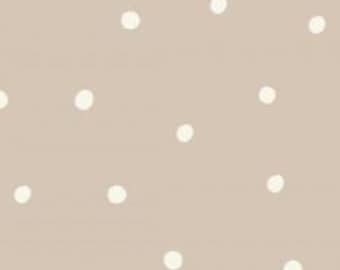 Dots Geometric dotted small bright dots on mocha + optionally cotton, sweat, jersey, muslin from 50 cm