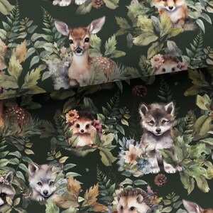 100% cotton cotton fabric woven forest animals children's animals fox bear squirrel wolf hedgehog from 50 cm image 3