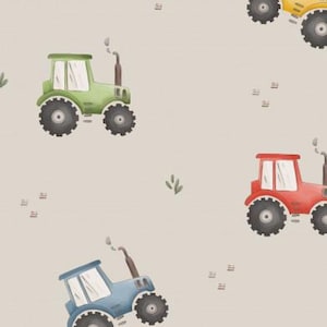 Colorful tractor farm car vehicle beige + optionally cotton, sweat, jersey