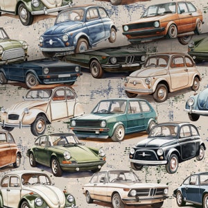 100% coton tissu en coton tissu voiture véhicules rétro voiture vintage à partir de 50 cm