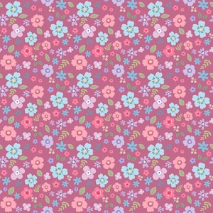 Elección de tejido de sudor francés terry o jersey de algodón pequeñas flores dispersas florales desde 50 cm