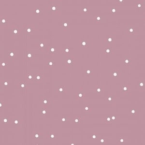 Könnte beinhalten: Ein staubiger rosafarbener Hintergrund mit einem weißen Tupfenmuster.