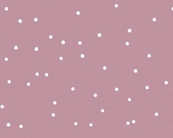 Dots Geometric dotted small white dots on pink mauve + optionally cotton, sweat, jersey, muslin