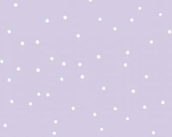 Geometric dots, small white dots on lilac + optionally cotton, sweatshirt fabric, jersey, muslin