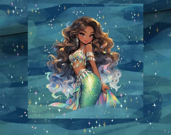 Optional sweat fabric French Terry summer sweat panel mermaid 2 different motifs + combination fabrics and cuffs