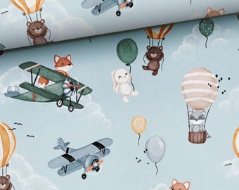 Optional sweat fabric French Terry or jersey cotton jersey balloon animals balloon ride airplane animal fabric fox rabbit bear from 50 cm