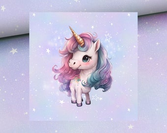 Optional sweat fabric French Terry panel magical unicorn unicorn stars with combination fabric 2 different motifs