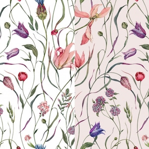 Choice of sweat fabric French terry or jersey cotton jersey delicate blossoms flowers floral white/pink from 50 cm