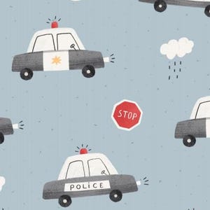 Optional sweat fabric French Terry or jersey cotton jersey vehicles car police police car blue from 50 cm