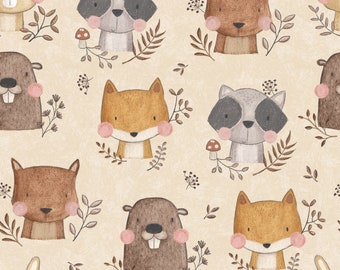 Optional sweat fabric French Terry or jersey cotton jersey funny animals faces raccoon fox from 50 cm