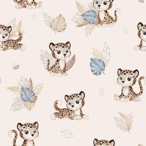 exotic animals savannah leopard jungle animals beige + optionally cotton, sweat, jersey