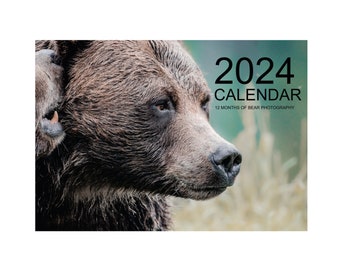 Unique Holiday Gift For Her and Animal Lovers 2024 Cute Calendar 12 Months of Bear Photography Wall Calendar 2024 Nature Lover Gift Ideas