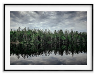 Lake View Landscape Photography Print, Tree line Art, Reflection Lake Wall Art, Nature Wall Decor, Christmas Gift, Gift Idea, Holiday Gift