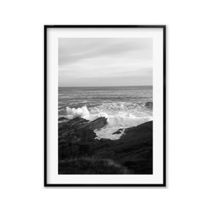 Waves Print, Black and White Landscape Photography Prints, Ocean Art Print, Nautical Decor, Christmas Gift, Gift Idea for Mom, Holiday Gift