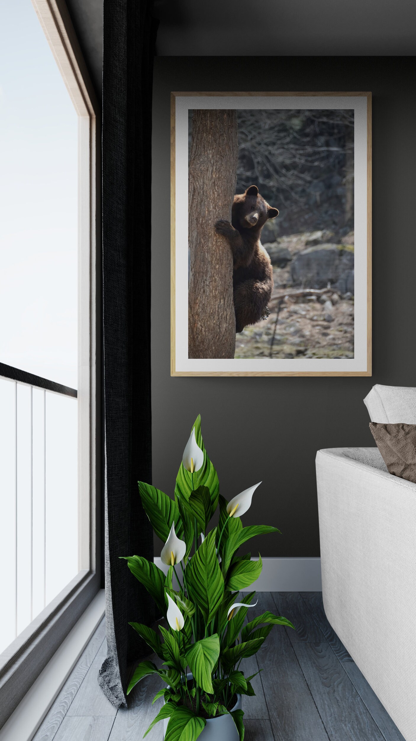 Bear Print Living Room Decor Brown Decor Wildlife | Etsy
