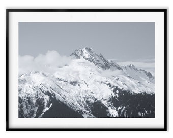 Berglandschap fotografie prints, zwart-wit fotografie decor, kerstcadeau, cadeau-idee voor moeder, vakantiecadeau voor vader