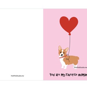 CORGI DOG Valentine You Are My Favorite Human Pink | Best Friend. Kids Birthday Card. Animal Greeting Card.
