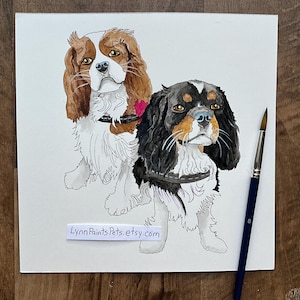 Hand Painted CKC Spaniel Watercolor Pet Portrait on paper from. your photo