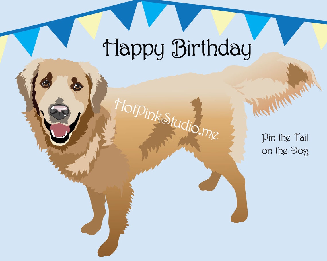 GAME Golden Retriever Pin the Tail on the Dog Birthday Party - Etsy