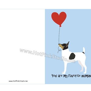 カード トイ フォックス テリア犬 あなたは私の大好きな人間の親友です。 子供の誕生日カード。 動物のグリーティング カード。
