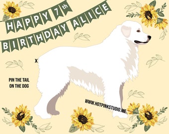 Great Pyrenees GAME Pin the Tail on the Dog Game, Pin the Tail on the Puppy, Pin The Tail Game, Dog Party Decorations