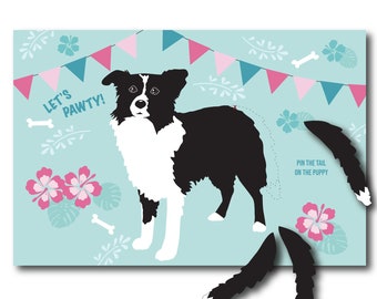 Pin the Tail on the Border Collie/ Dog- party game - DIY party game - party game for girls - dog game - digital files