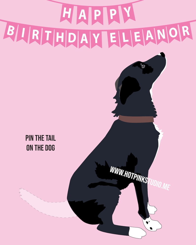 GAME PIN the TAIL on the Dog Labrador Retriever Birthday Party Game do it yourself party game Dog Party Banner Dog party decor image 2