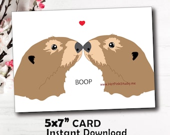 Sea Otter Card, Boyfriend anniversary card, Cute birthday card, Cute Boop card, Wife love card, Otter Love, Valentine's day card for him