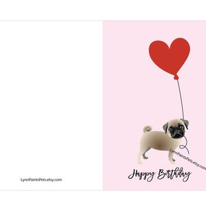 パグ犬の誕生日カード、あなたは私の大好きな人間です、ハッピーバースデーカード、誕生日プレゼント、親友の動物グリーティングカード。
