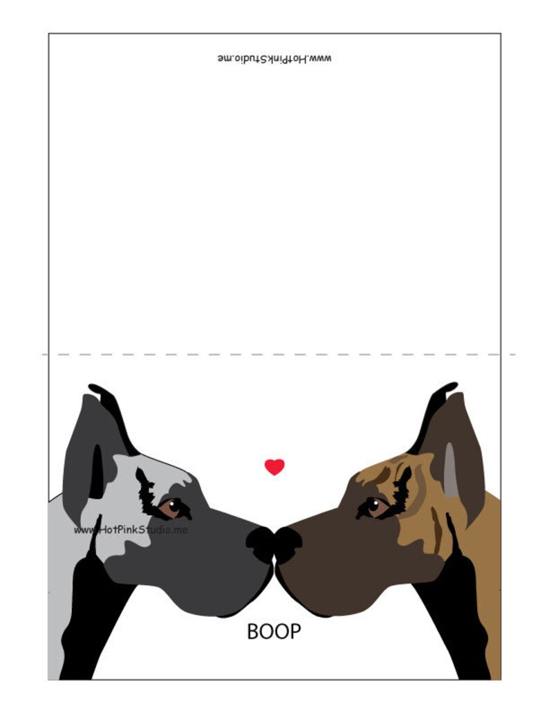 Dog Card, Girlfriend Birthday card, Great Dane Dog birthday card, Cute Boop card, Husband card, Dog Love, Dog Valentine's day card for her image 2