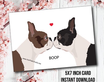 CARD Boston Terrier Dog BOOP Anniversary Card, Dog love card, Dog birthday card, Animal card, I love you card for him