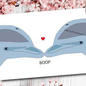 DOLPHIN Card, vriendin Valentine-kaart, Ocean Dolphin-verjaardagskaart, Boop-kaart, vrouw liefdeskaart, Dolphin Love, Valentijnsdagkaart voor hem