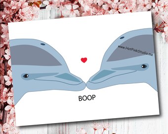DOLPHIN Card, Girlfriend Valentine card, Ocean Dolphin birthday card, Boop card, Wife love card, Dolphin Love, Valentine's day card for him