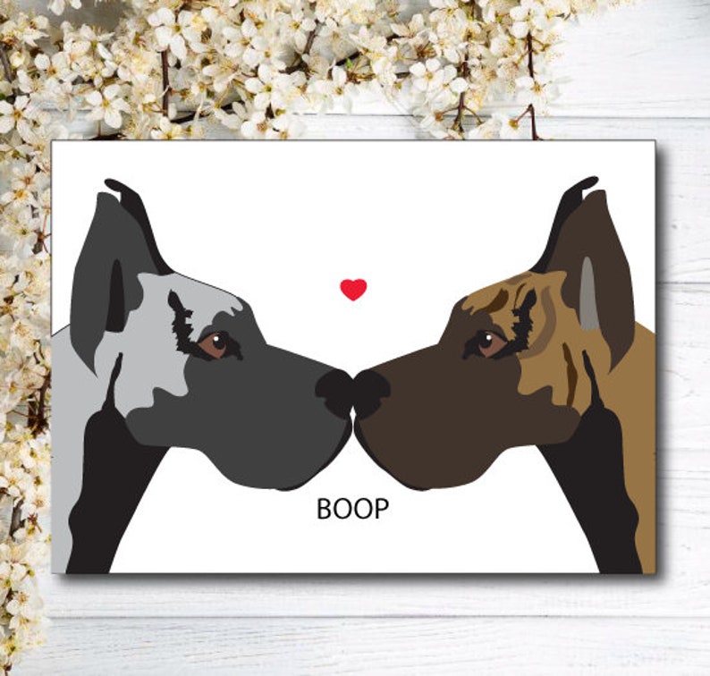 Dog Card, Girlfriend Birthday card, Great Dane Dog birthday card, Cute Boop card, Husband card, Dog Love, Dog Valentine's day card for her image 1