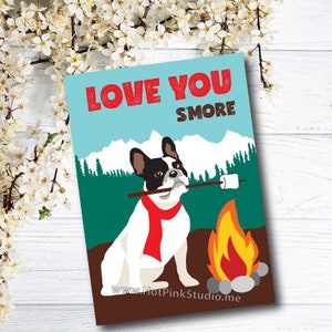 CARTA Biglietto di auguri di compleanno con bulldog francese Love You S'More, regalo per il miglior amico, biglietto di auguri per animali.