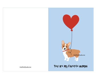 Corgi Dog Happy Birthday You Are My Favorite Human | Best Friend. Kids Birthday Card. Animal Greeting Card.