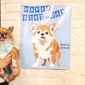 Chihuahua Birthday Party Game: Pin the Tail (Digital Download)