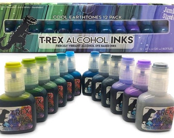 12 COOL EARTHtones Premium Alcohol Ink Kit 12-Pack, Jumbo Sized .67oz (20ml) Bottles, Earthy Nuanced Tones