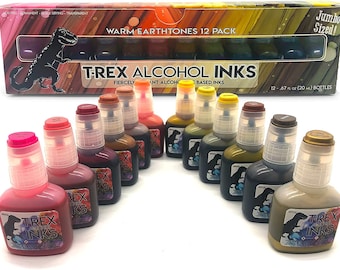 12 WARM EARTHtones Premium Alcohol Ink Kit 12-Pack, Jumbo Sized .67oz (20ml) Bottles, Earthy Nuanced Tones