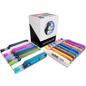 May include: A collection of T-Rex Alcohol Inks in various colors, including Paradise Teal and Emerald Isle, with a clear blender. The inks are displayed with a starter palette box featuring a dinosaur graphic.