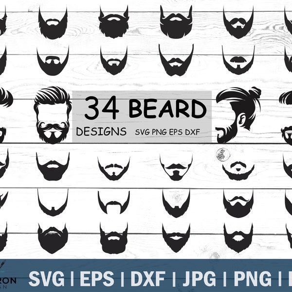 Beard svg bundle, Long beard svg, Beard clilpart, Hipster svg bundle, Hipster clipart, Cut files, Silhouette, tshirt transfer, png, dxf, eps