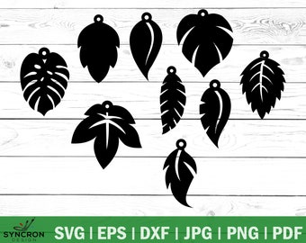 Leaf Earrings SVG Cut Files, Leaf Teardrop SVG,Earring templates, Silhouette, Laser cut template, Leather earring, Cricut, Commercial use