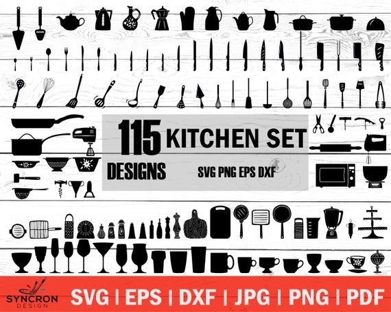 Kitchen SVG/ Cooking SVG/ Kitchen Clipart/ Cooking Utensils SVG/ Cut Files/  Silhouette/ Cricut