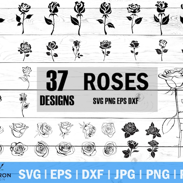Rose SVG, Roses SVG, Flower SVG, Rose Bundle svg, Floral svg, Rose Silhouette, Rose stencil, Rose Clipart, Rose Cut File, Rose Vector